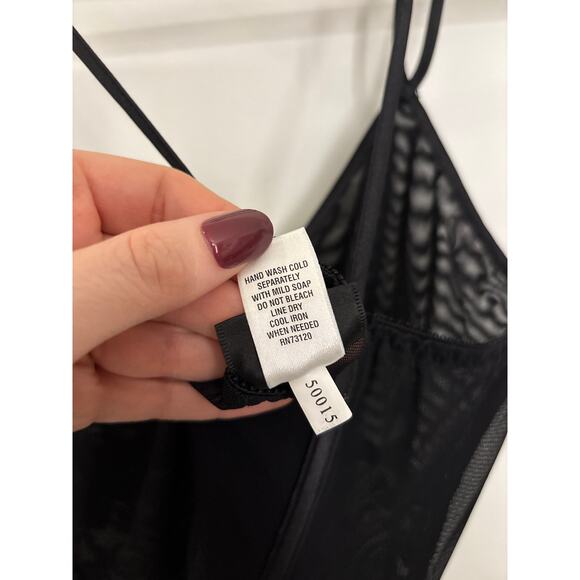 Frederick's of Hollywood Bustier Top Womens Medium Black Mesh Lace Sheer Boned - Picture 5 of 5